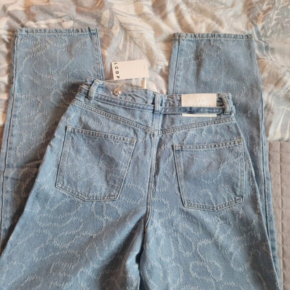 NWT LES COYOTES DE PARIS Women's Laser Cut Jeans in Coral Blue Size 27 - Picture 4 of 6